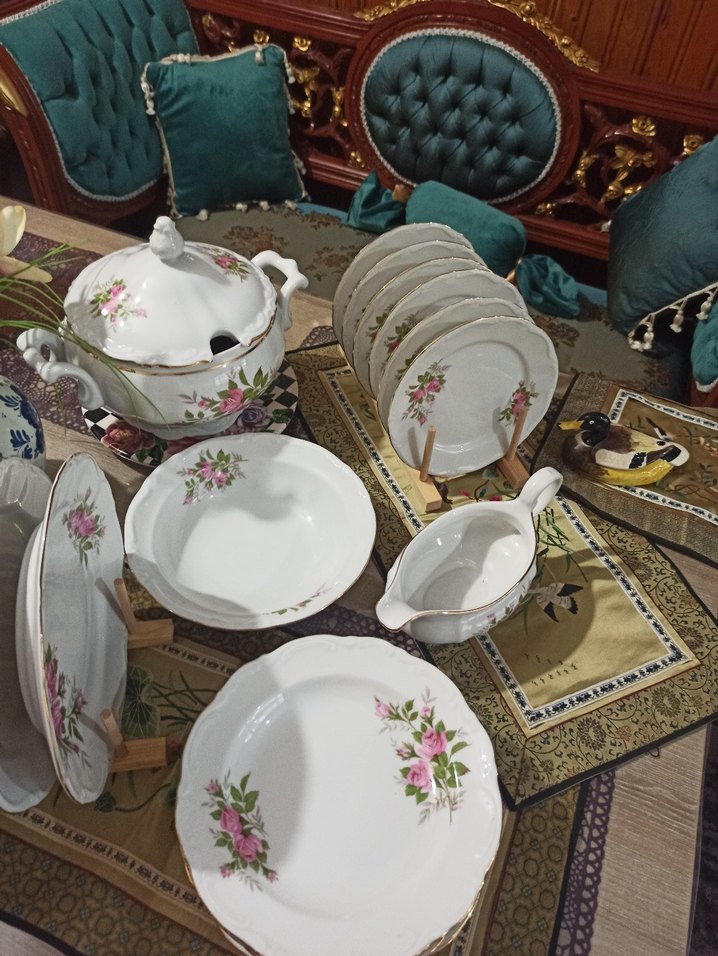 Bavariya ,Çiçek Desenli Beyaz Porselen Yemek Takımı 21 adt - Görsel 3