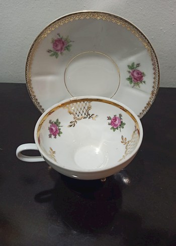 Alman,Vintage,Çiçek Desenli  Porselen Cay Fincani ve 5 adt tabak - Görsel 3