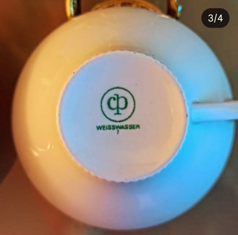 Alman,Vintage,Çiçek Desenli  Porselen Cay Fincani ve 5 adt tabak - Görsel 5