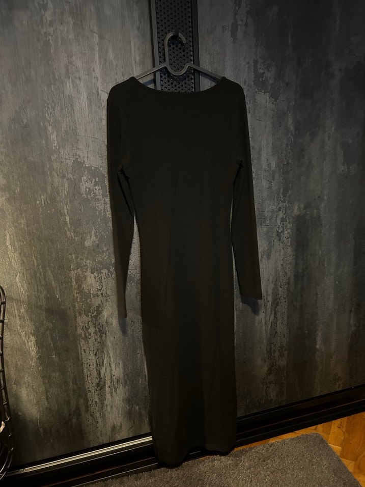 Uzun Siyah Günlük elbise - Görsel 2
