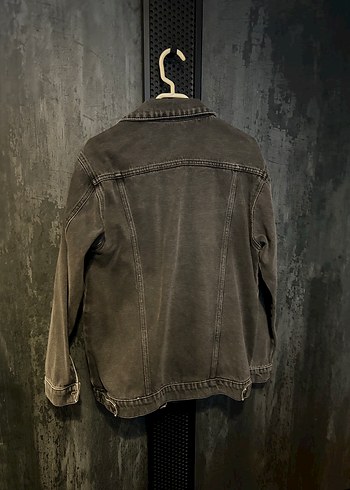 Gri Kadın Denim Ceket Bol Kesim - Görsel 2