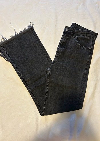 Gri Midi Boy Yırtmaçlı Kadın Kot Pantolon - Görsel 2