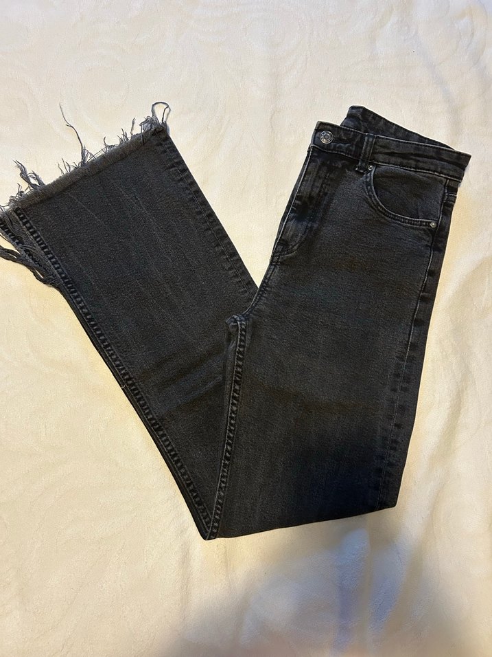 Gri Midi Boy Yırtmaçlı Kadın Kot Pantolon - Görsel 2