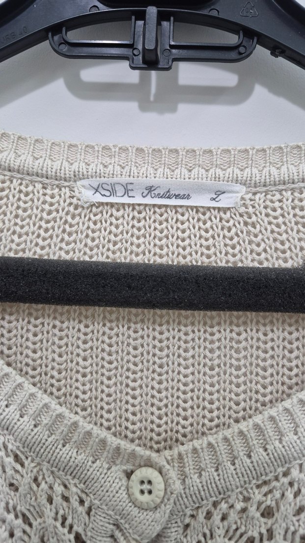 Bej Örgü Kadın Hırka Uzun Kollu - Görsel 2