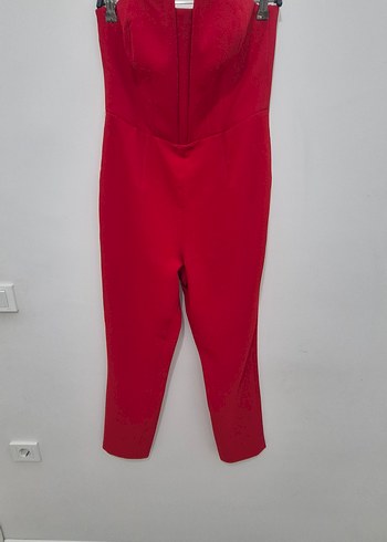 Kırmızı Straplez Kadın Tulum - Görsel 3