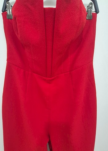 Kırmızı Straplez Kadın Tulum - Görsel 2