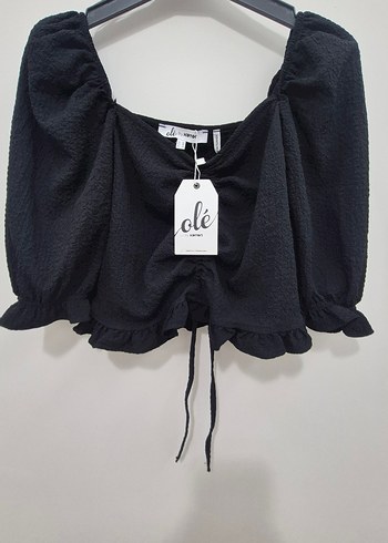 Siyah Fırfırlı Mini Bluz - Görsel 3