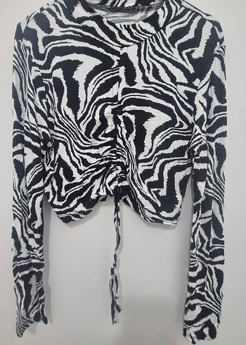 Zebra Desenli Uzun Kollu Bluz - Görsel 3