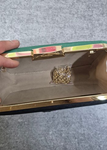 Boncuk İşlemeli Çiçekli Kadın Clutch Çanta - Görsel 4