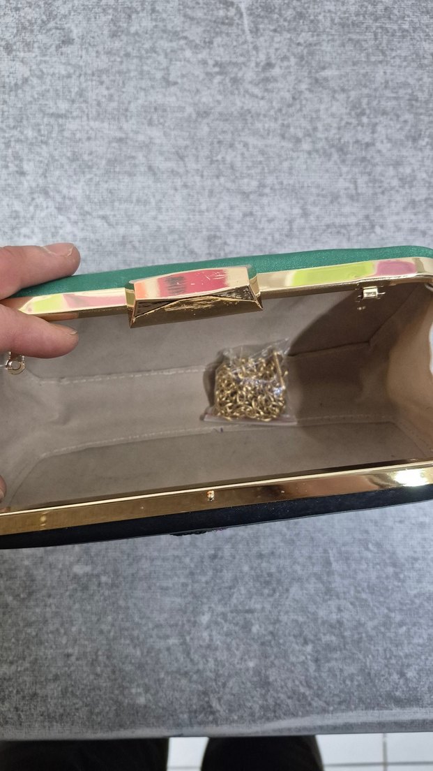 Boncuk İşlemeli Çiçekli Kadın Clutch Çanta - Görsel 4