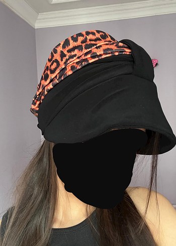 Beden siyah Renk Siyah Leopar Desenli Punk Şapka