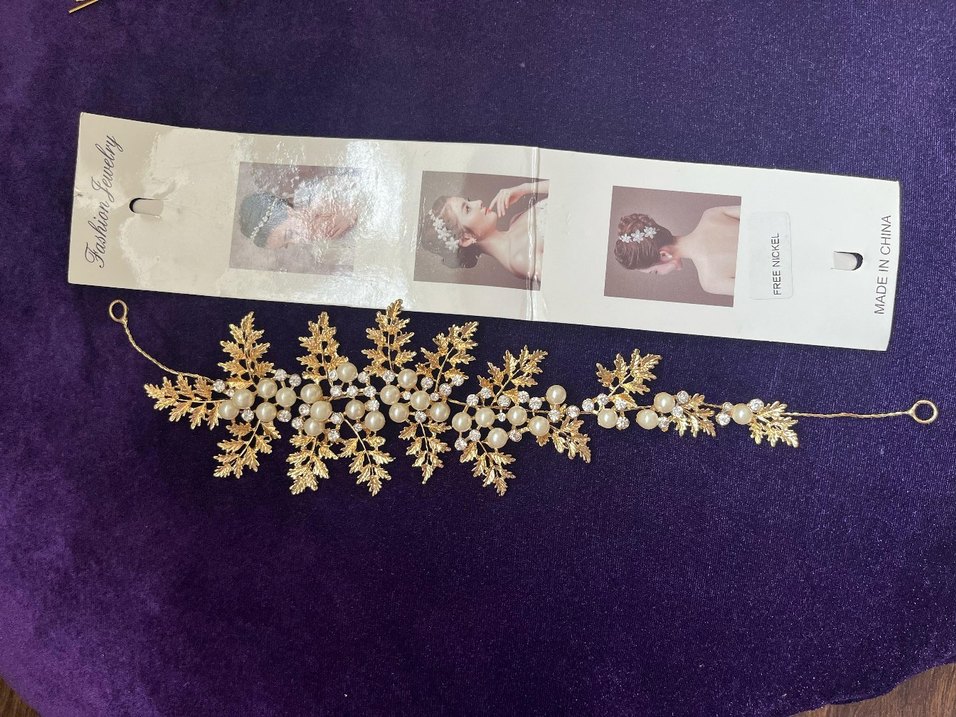 Altın Renkli Payetli Vintage Saç Aksesuarı - Görsel 2