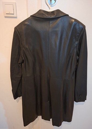 Siyah Uzun Kadın Deri Ceket - Görsel 2