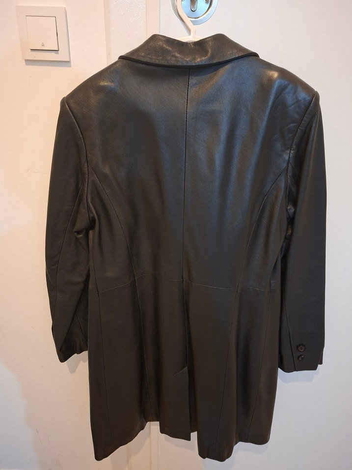 Siyah Uzun Kadın Deri Ceket - Görsel 2