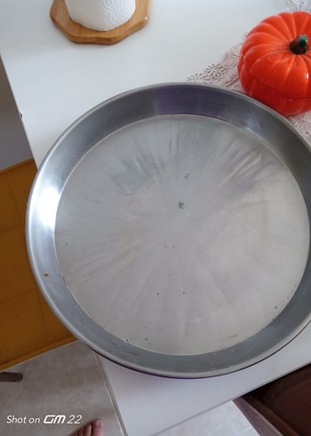 Tefal Gri Yuvarlak Metal Tepsi