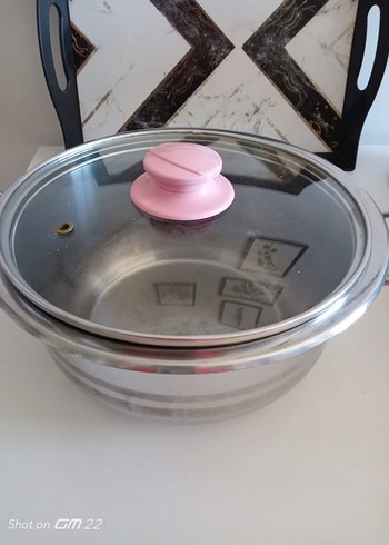 Emsan Pastel Pembe Tencere Cam Kapaklı celik tencere