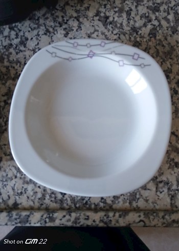 Beyaz Gri Desenli Yemek Tabağı