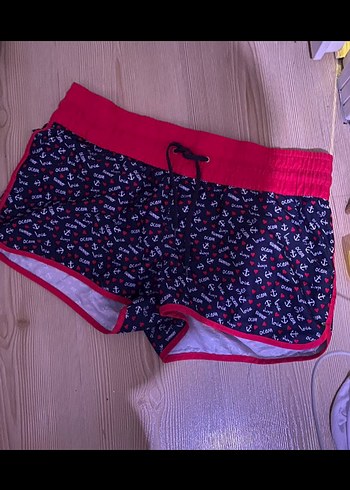 Desenli Pembe Elastik Bel Mini Şort