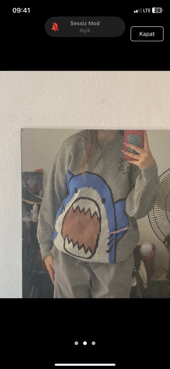 Gri Baskılı Rock Punk Triko Kazak - Görsel 2