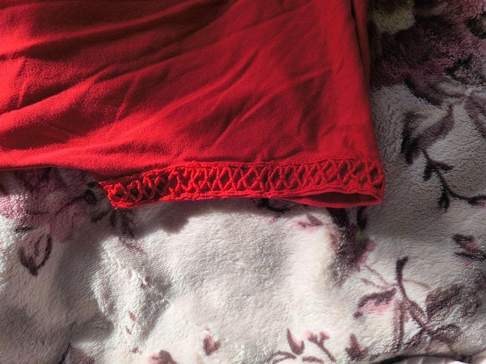 Kırmızı V Yaka Kısa Kollu Bayan Bluz - Görsel 4