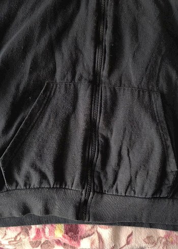 Siyah Kapüşonlu Fermuarlı Polar Ceket - Görsel 5