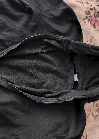 Siyah Kapüşonlu Fermuarlı Polar Ceket - Görsel 4