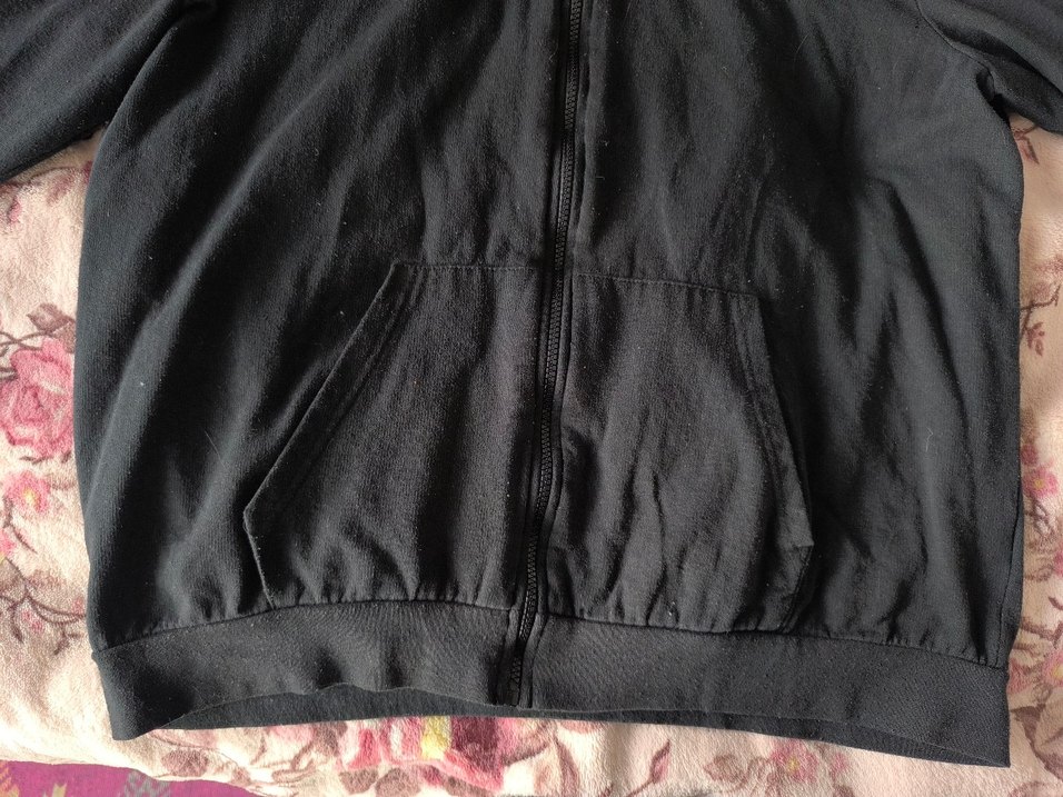 Siyah Kapüşonlu Fermuarlı Polar Ceket - Görsel 5