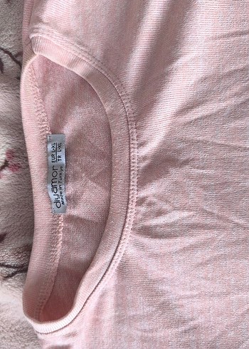 Pudra Pembe Uzun Kollu Pamuklu Tişört - Görsel 2