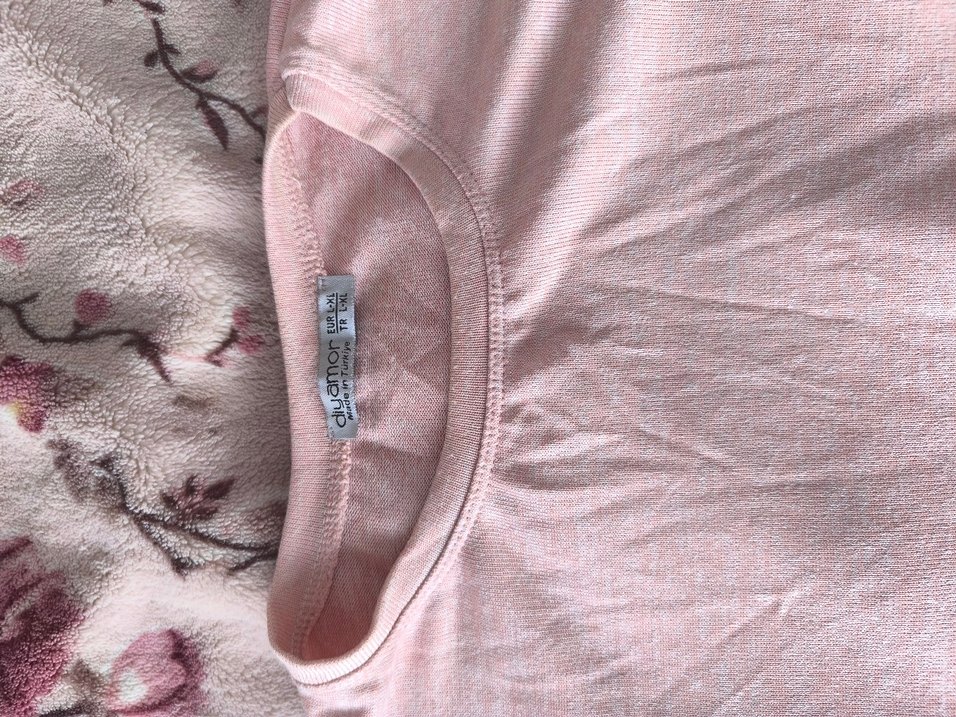 Pudra Pembe Uzun Kollu Pamuklu Tişört - Görsel 2