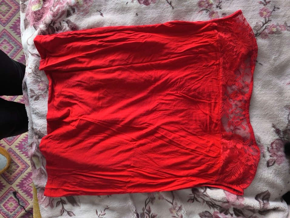 Kırmızı Kadın Kolsuz Keten Bluz - Görsel 2