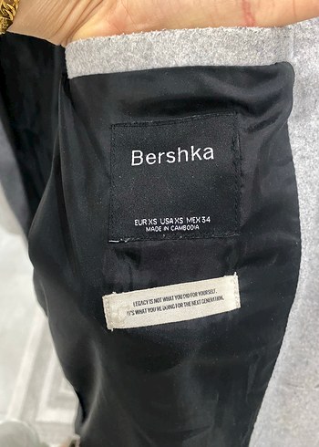 BERSHKA 34 XS Gri Düğmeli Erkek Yün Kaban - Görsel 5