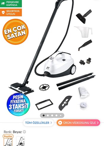 Beyaz Çok Amaçlı Buharlı Temizleyici