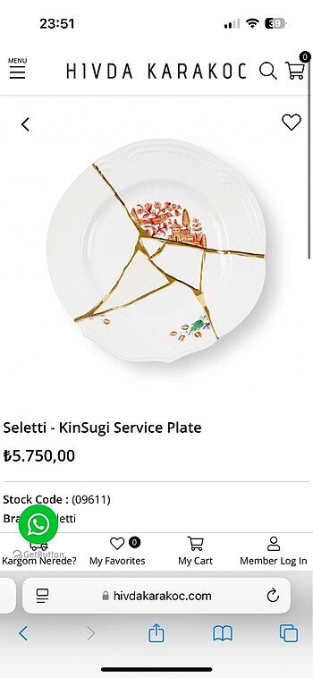 Beden Seletti Tabak Servis Kintsugi Yeni