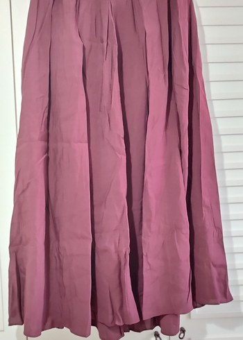 Bordo Uzun Pilili Keten Etek - Görsel 5