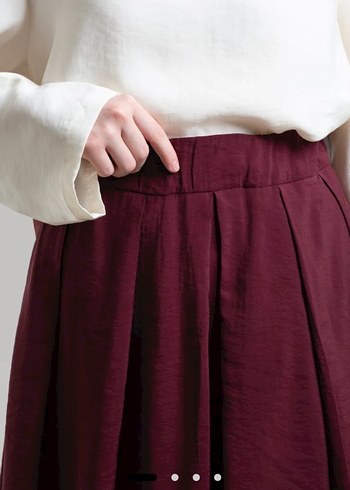 Bordo Uzun Pilili Keten Etek - Görsel 3