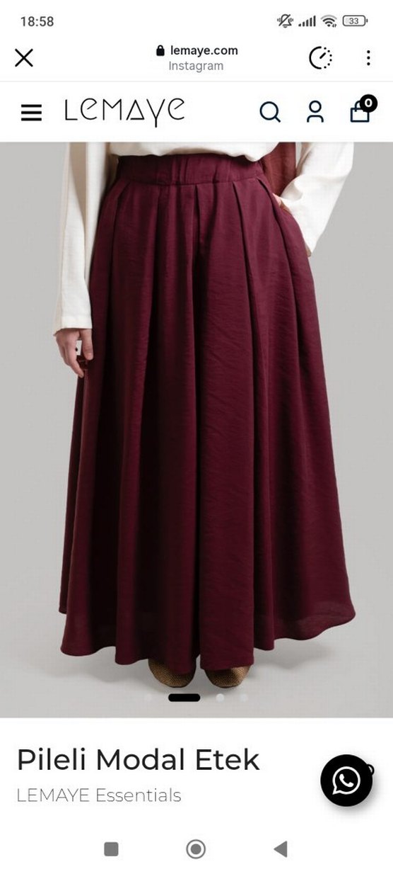 Bordo Uzun Pilili Keten Etek - Görsel 2