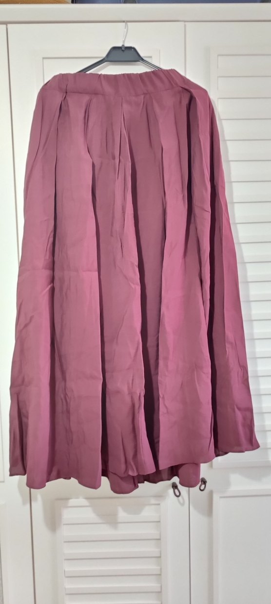 Bordo Uzun Pilili Keten Etek - Görsel 5