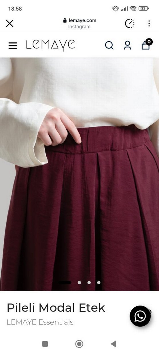 Bordo Uzun Pilili Keten Etek - Görsel 3