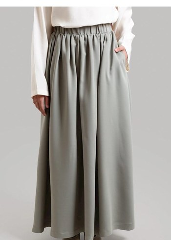 Gri Keten Uzun Salaş Drapeli Etek - Görsel 2