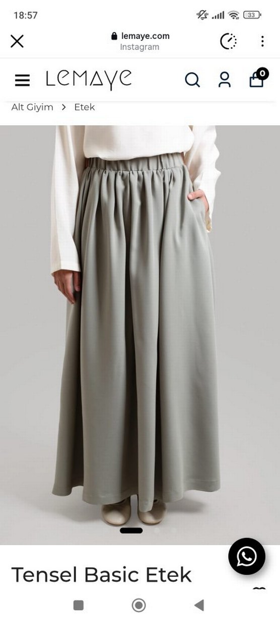 Gri Keten Uzun Salaş Drapeli Etek - Görsel 2