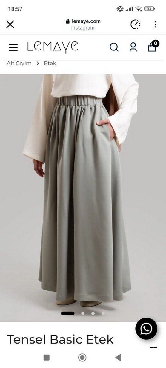 Gri Keten Uzun Salaş Drapeli Etek - Görsel 3