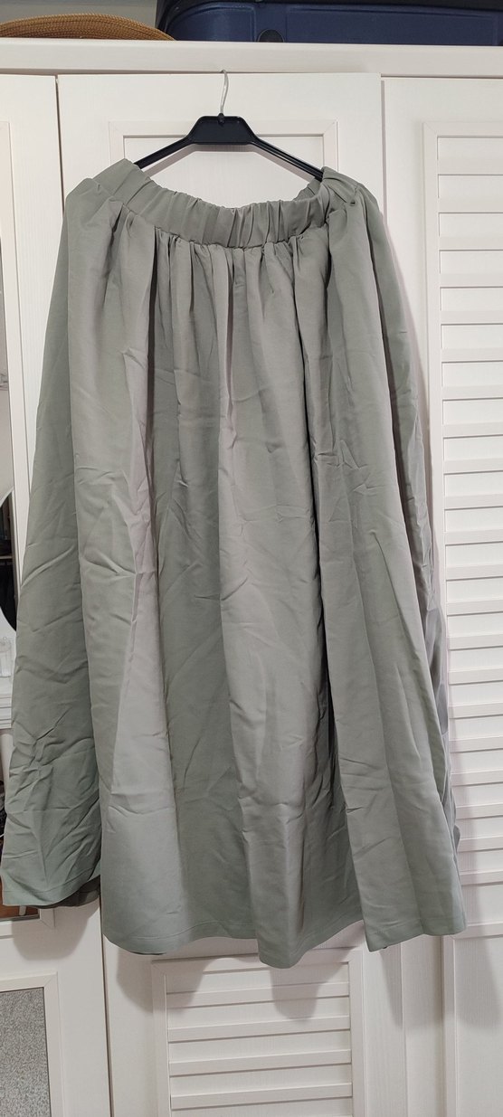 Gri Keten Uzun Salaş Drapeli Etek - Görsel 5