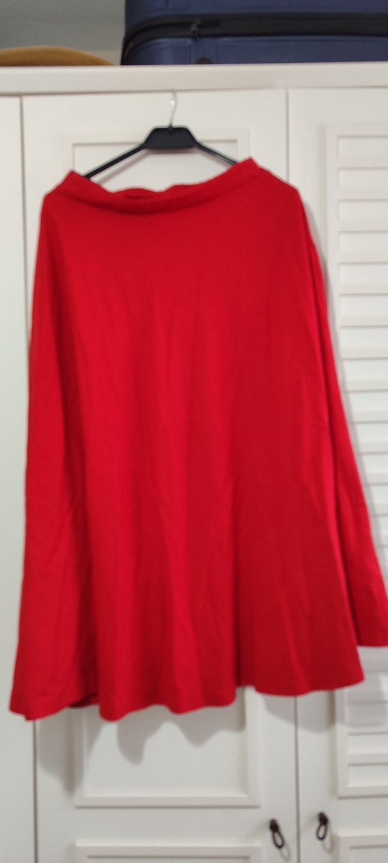 Kırmızı Salaş Midi Kadın Etek - Görsel 2