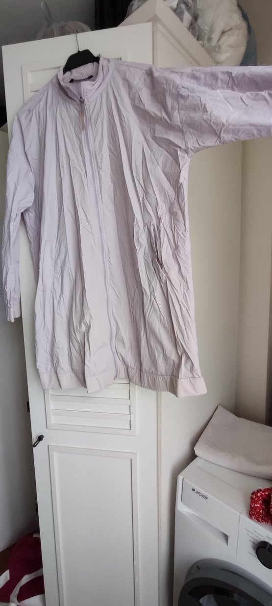 Lila Uzun Kollu yağmurluk - Görsel 2