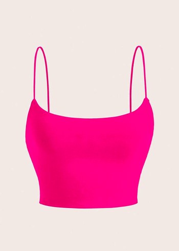 Pembe İnce Askılı Crop Top