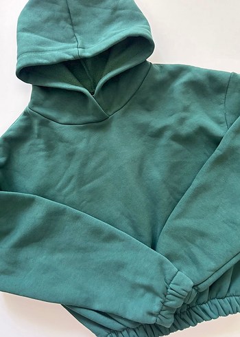 Kadın Yeşil Kapüşonlu Rahat Sweatshirt takımı