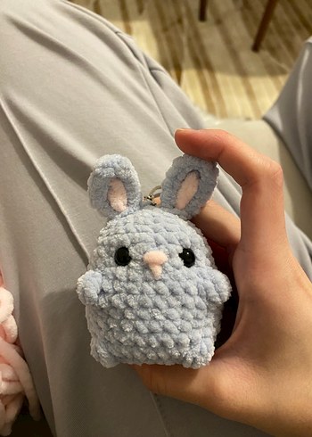 Beden Pastel mavi Tavşan Anahtarlık Peluş Oyuncak
