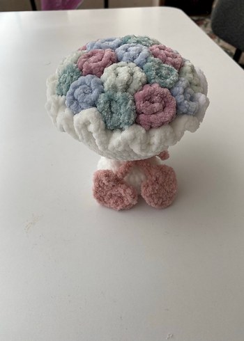 Pastel Renkli Peluş Çiçek Buketi Amigurumi - Görsel 3