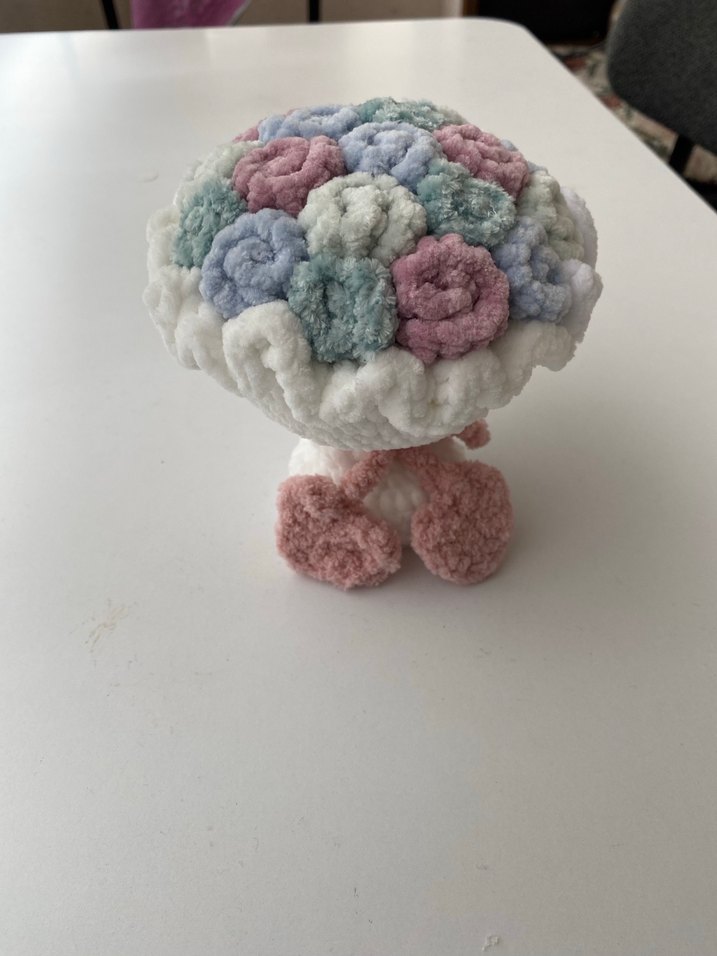 Pastel Renkli Peluş Çiçek Buketi Amigurumi - Görsel 3