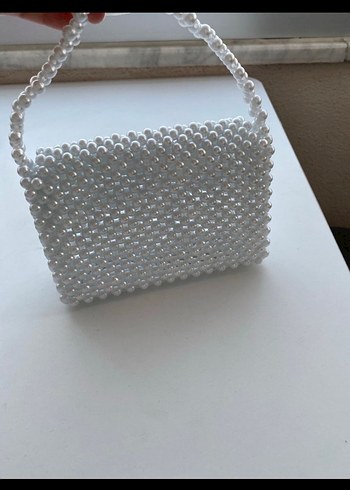 Beyaz İnci Kadın El Çantası - Görsel 5